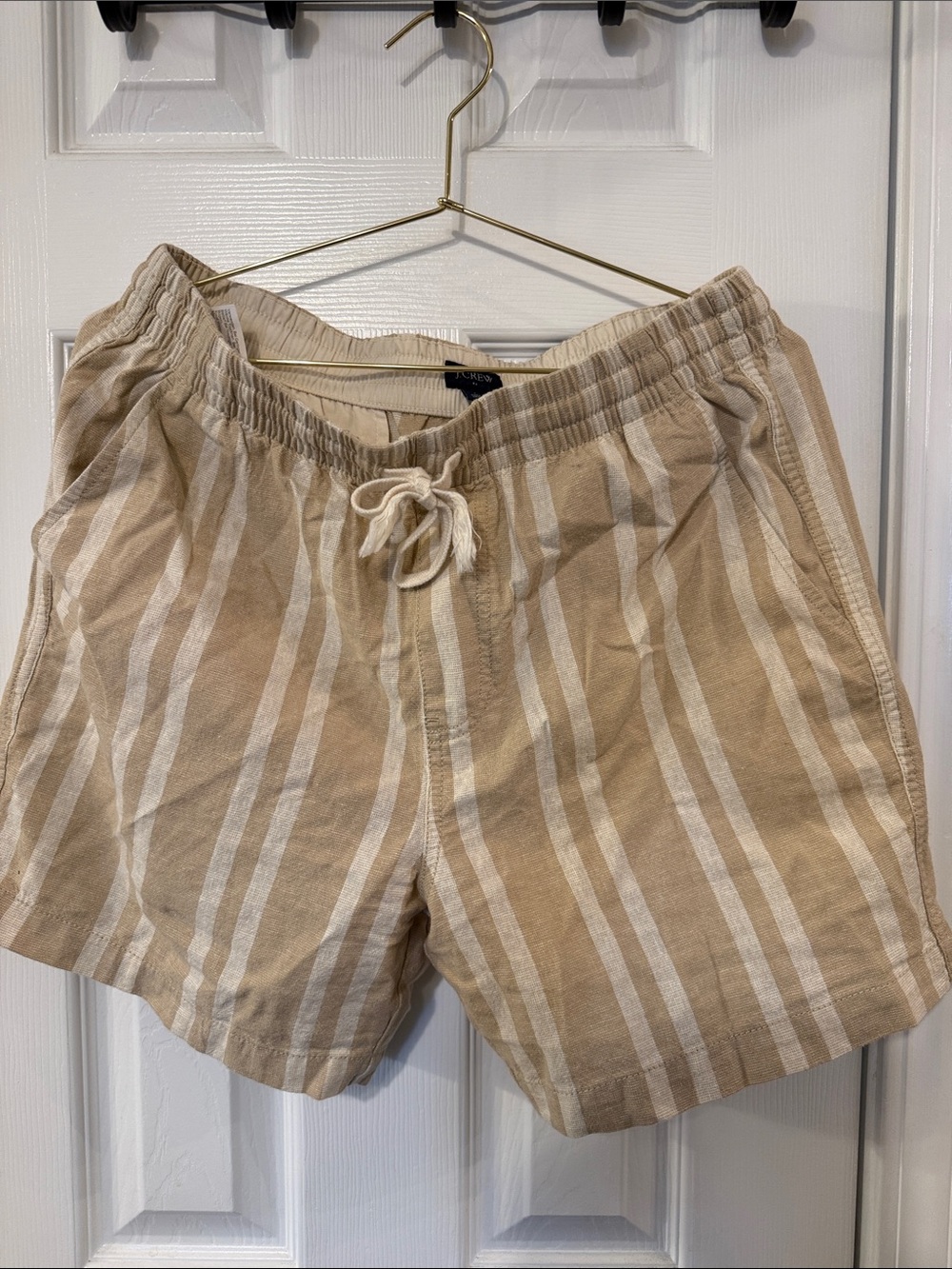 J. Crew Beige and White Striped Men’s Athletic Shorts